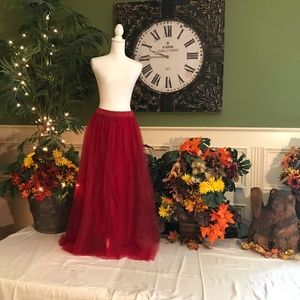 Elegant Red Maxi Skirt